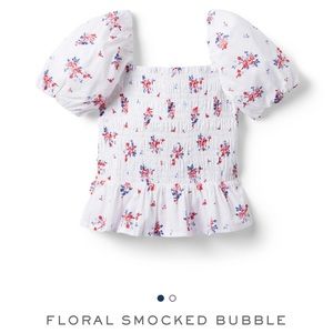 Janie and Jack Floral Smocked Bubble Sleeve Top